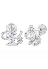 alluring minuscule cubic zirconia screw back children earrings